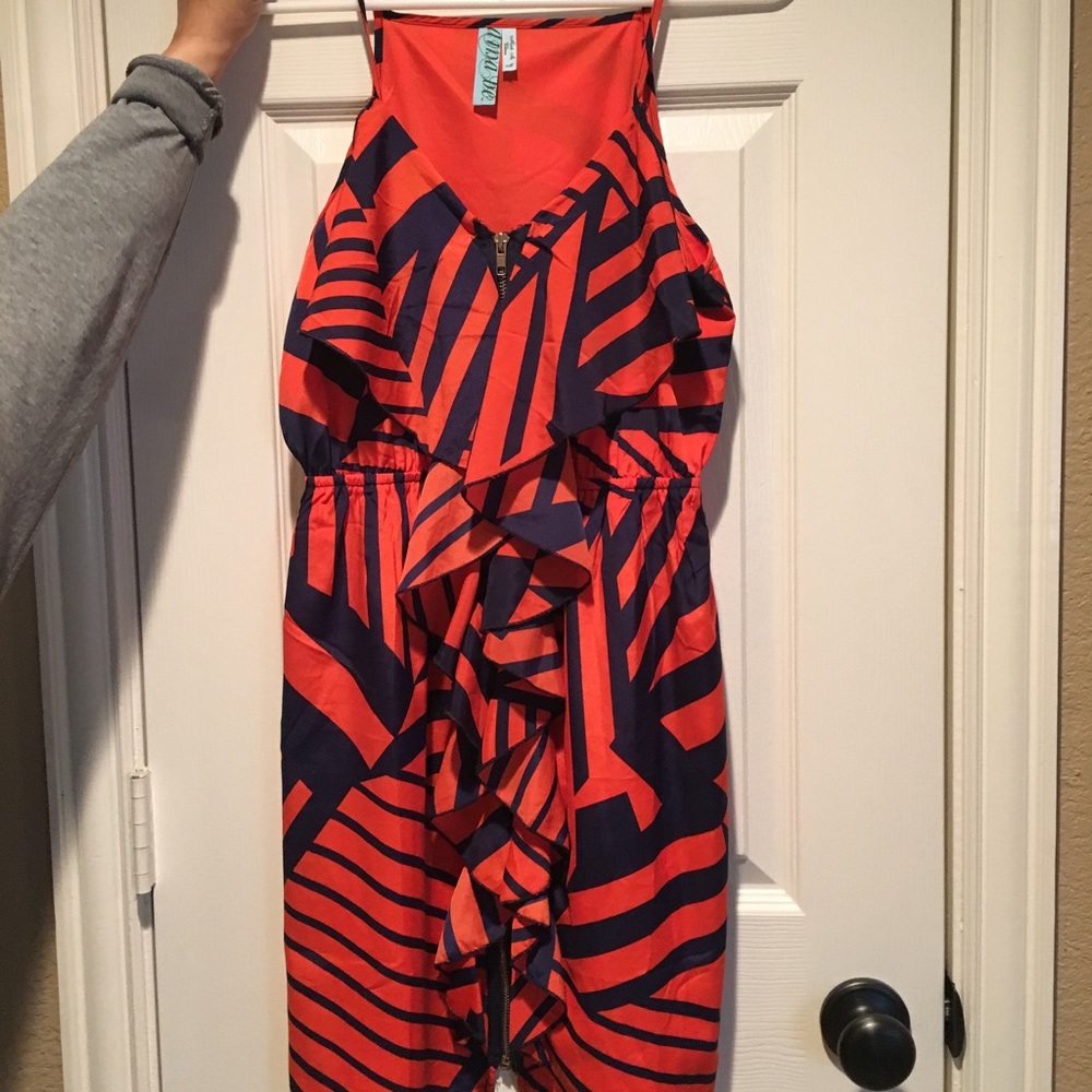 Navy and orange dress!